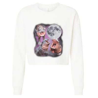 Moo Deng With The Moon Cropped Pullover Crew