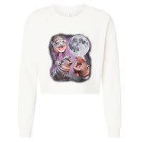 Moo Deng With The Moon Cropped Pullover Crew