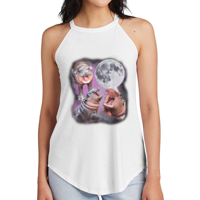 Moo Deng With The Moon Women's Perfect Tri Rocker Tank