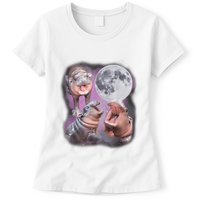 Moo Deng With The Moon Womens T-Shirt