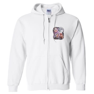 Moo Deng With The Moon Full Zip Hoodie