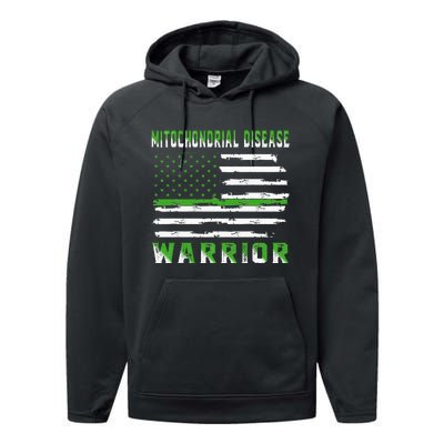 Mitochondrial Disease Warrior USA Flag United States Flag Performance Fleece Hoodie