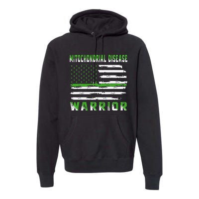 Mitochondrial Disease Warrior USA Flag United States Flag Premium Hoodie