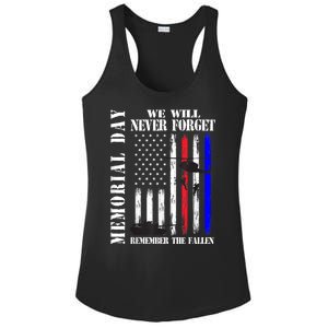 Memorial Day We Will Never Forget Remember The Fallen Flag Ladies PosiCharge Competitor Racerback Tank