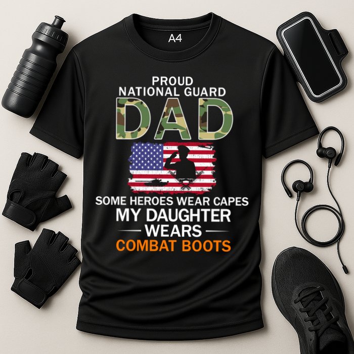 My Daughter Wears Combat Bootscute Giftproud National Guard Dad Army Gift Cooling Performance Crew T-Shirt