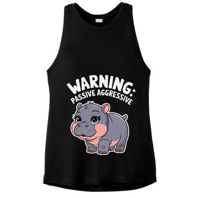 Moo Deng Warning Passive Aggressive Hippo Ladies PosiCharge Tri-Blend Wicking Tank