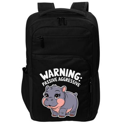 Moo Deng Warning Passive Aggressive Hippo Impact Tech Backpack