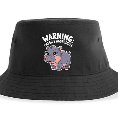 Moo Deng Warning Passive Aggressive Hippo Sustainable Bucket Hat