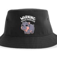 Moo Deng Warning Passive Aggressive Hippo Sustainable Bucket Hat