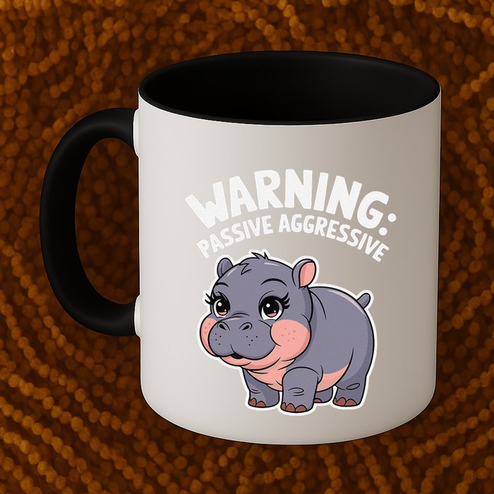 Moo Deng Warning Passive Aggressive Hippo Mug