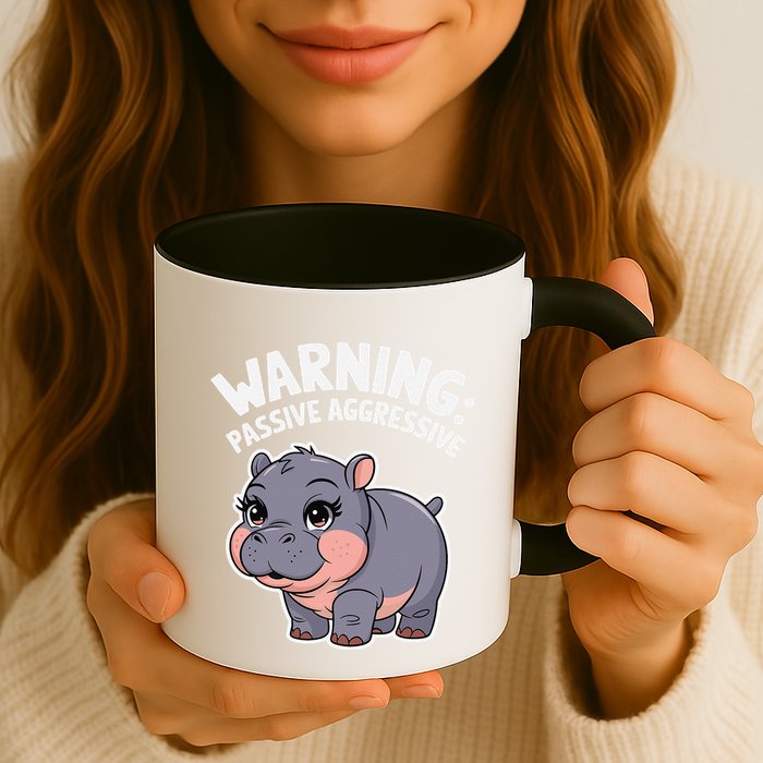 Moo Deng Warning Passive Aggressive Hippo Mug