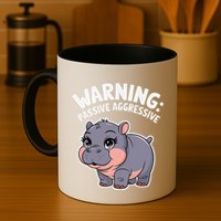 Moo Deng Warning Passive Aggressive Hippo Mug