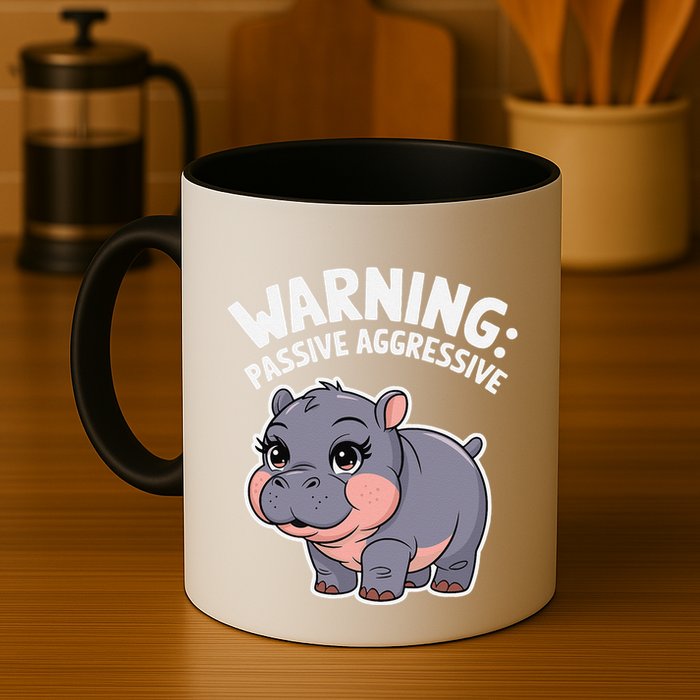 Moo Deng Warning Passive Aggressive Hippo Mug