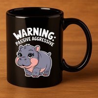 Moo Deng Warning Passive Aggressive Hippo 11oz C Handle Ceramic Mug