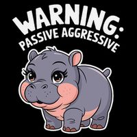 Moo Deng Warning Passive Aggressive Hippo Drawstring Bag