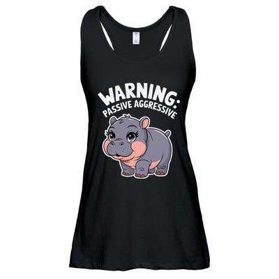 Moo Deng Warning Passive Aggressive Hippo Ladies Essential Flowy Tank