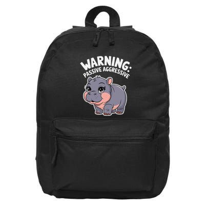 Moo Deng Warning Passive Aggressive Hippo 16 in Basic Backpack