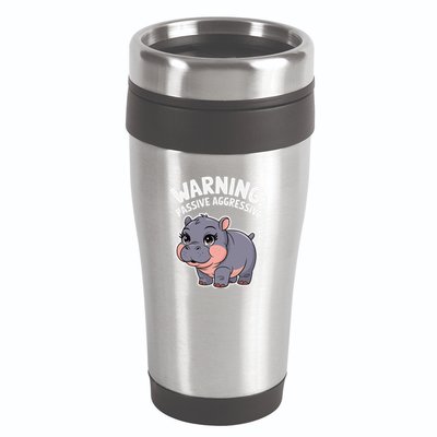 Moo Deng Warning Passive Aggressive Hippo 16oz Travel Tumbler