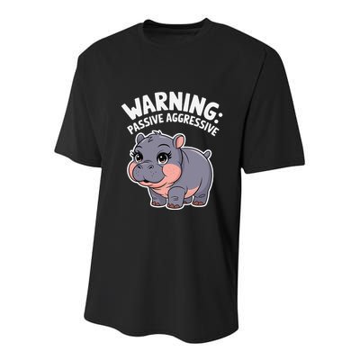 Moo Deng Warning Passive Aggressive Hippo Youth Performance Sprint T-Shirt