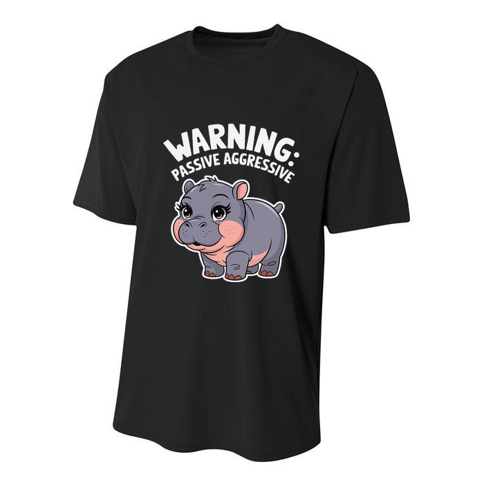 Moo Deng Warning Passive Aggressive Hippo Youth Performance Sprint T-Shirt