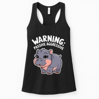 Moo Deng Warning Passive Aggressive Hippo Womens Tank Top