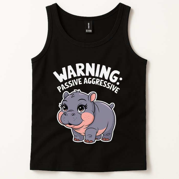 Moo Deng Warning Passive Aggressive Hippo Tank Top