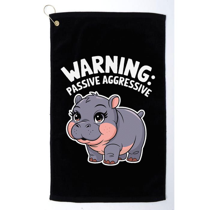 Moo Deng Warning Passive Aggressive Hippo Golf Towel