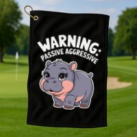 Moo Deng Warning Passive Aggressive Hippo Golf Towel