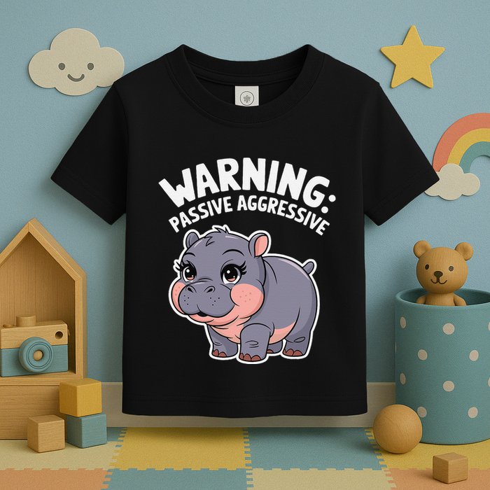 Moo Deng Warning Passive Aggressive Hippo Toddler T-Shirt
