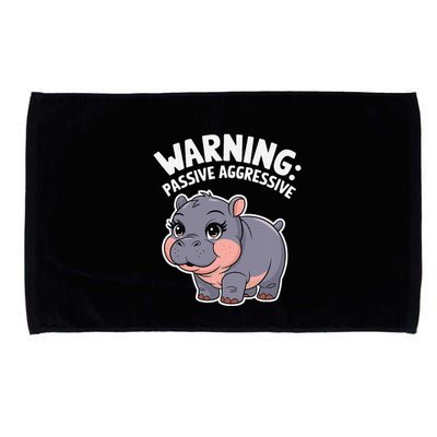 Moo Deng Warning Passive Aggressive Hippo Microfiber Hand Towel