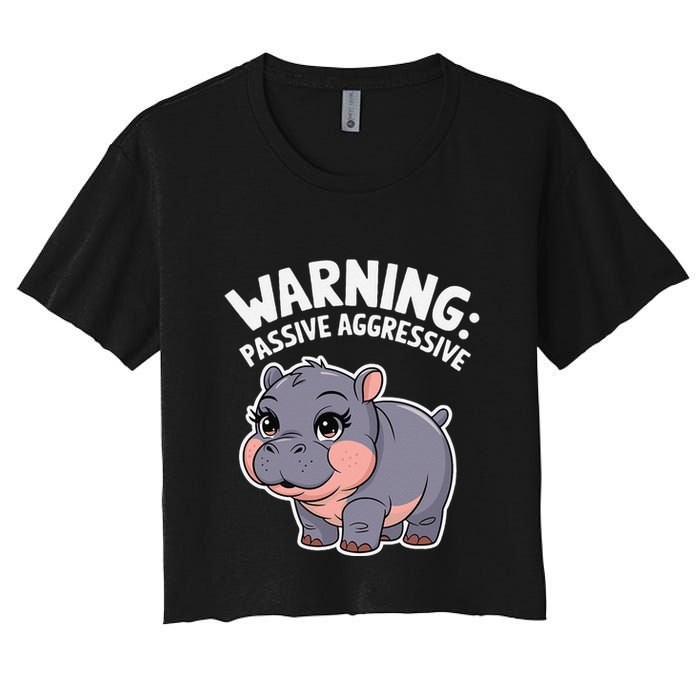 Moo Deng Warning Passive Aggressive Hippo Crop Top