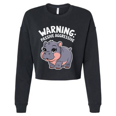Moo Deng Warning Passive Aggressive Hippo Cropped Pullover Crew