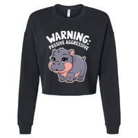 Moo Deng Warning Passive Aggressive Hippo Cropped Pullover Crew