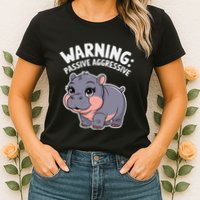 Moo Deng Warning Passive Aggressive Hippo Womens T-Shirt