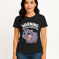 Moo Deng Warning Passive Aggressive Hippo Womens T-Shirt