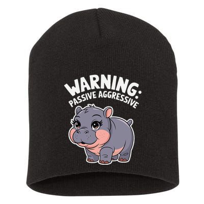 Moo Deng Warning Passive Aggressive Hippo Short Acrylic Beanie