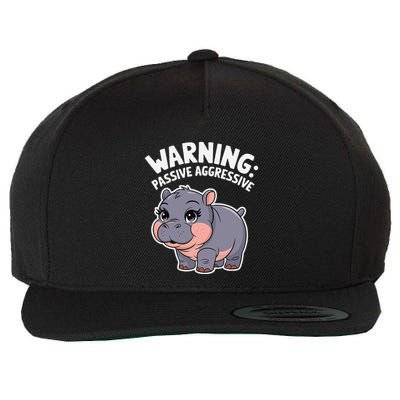 Moo Deng Warning Passive Aggressive Hippo Wool Snapback Cap