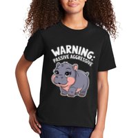 Moo Deng Warning Passive Aggressive Hippo Kids T-Shirt
