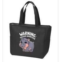 Moo Deng Warning Passive Aggressive Hippo Zip Tote Bag