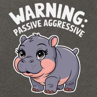 Moo Deng Warning Passive Aggressive Hippo Cotton Canvas Backpack