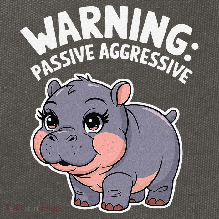 Moo Deng Warning Passive Aggressive Hippo Cotton Canvas Backpack