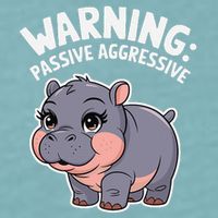 Moo Deng Warning Passive Aggressive Hippo Sueded Cloud Jersey T-Shirt