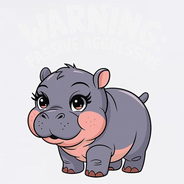 Moo Deng Warning Passive Aggressive Hippo Garment-Dyed Sweatshirt
