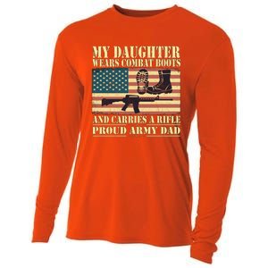 My Daughter Wears Combat Boots Proud Army Dad Father Gift Cooling Performance Long Sleeve Crew