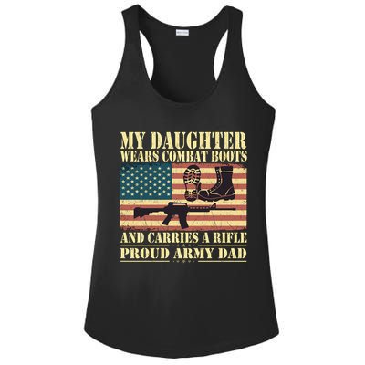 My Daughter Wears Combat Boots Proud Army Dad Father Gift Ladies PosiCharge Competitor Racerback Tank