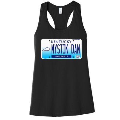 Mystik Dan Winner 2024 Betting License Plate Horse Racing Women's Racerback Tank