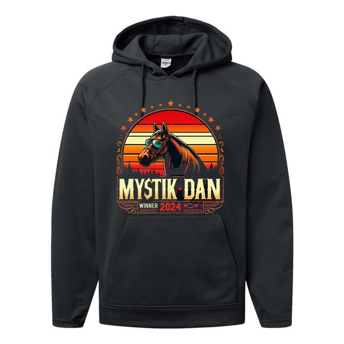 Mystik Dan Winner 2024 Funny Retro Performance Fleece Hoodie