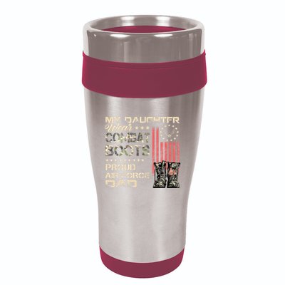 My Daughter Wear Combat Boots Proud Dad Of Air Force Veteran 16oz Travel Tumbler