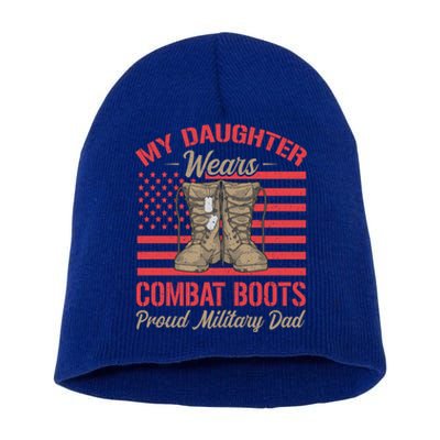 My Daughter Wears Combat Boots Usa Flag Proud Army Dad Gift Short Acrylic Beanie