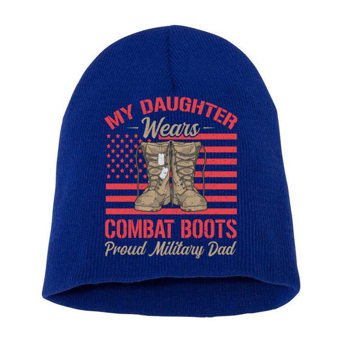 My Daughter Wears Combat Boots Usa Flag Proud Army Dad Gift Short Acrylic Beanie